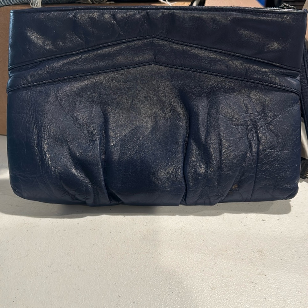 Vintage clutch purse blue with wristlet